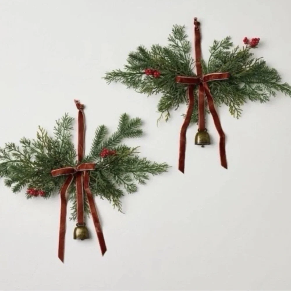 Hearth & Hand Festive Swags with Red and Green Accents